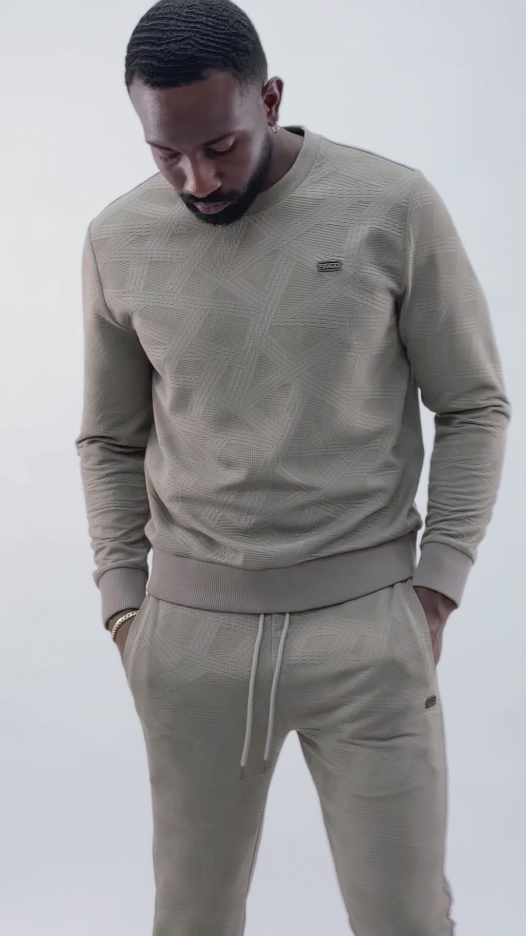 Set | M4247 Bernardi Crewneck Set - Taupe