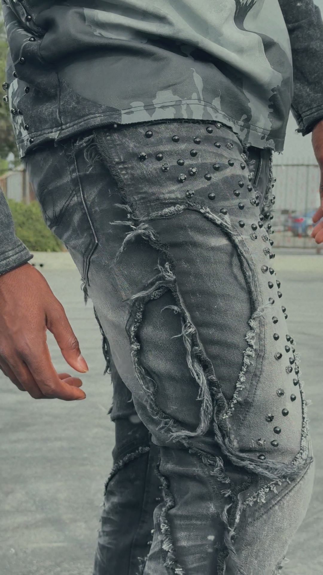 F1757 Moretti Stacked Pants - Black