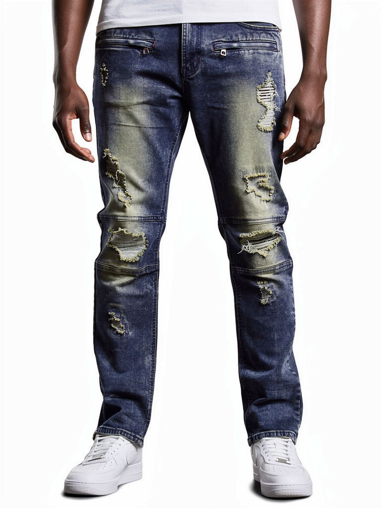 Makobi M1768 Makobi Malachy Jeans w/ Contrast Underlay in Dirt Wash/Olive, view 2