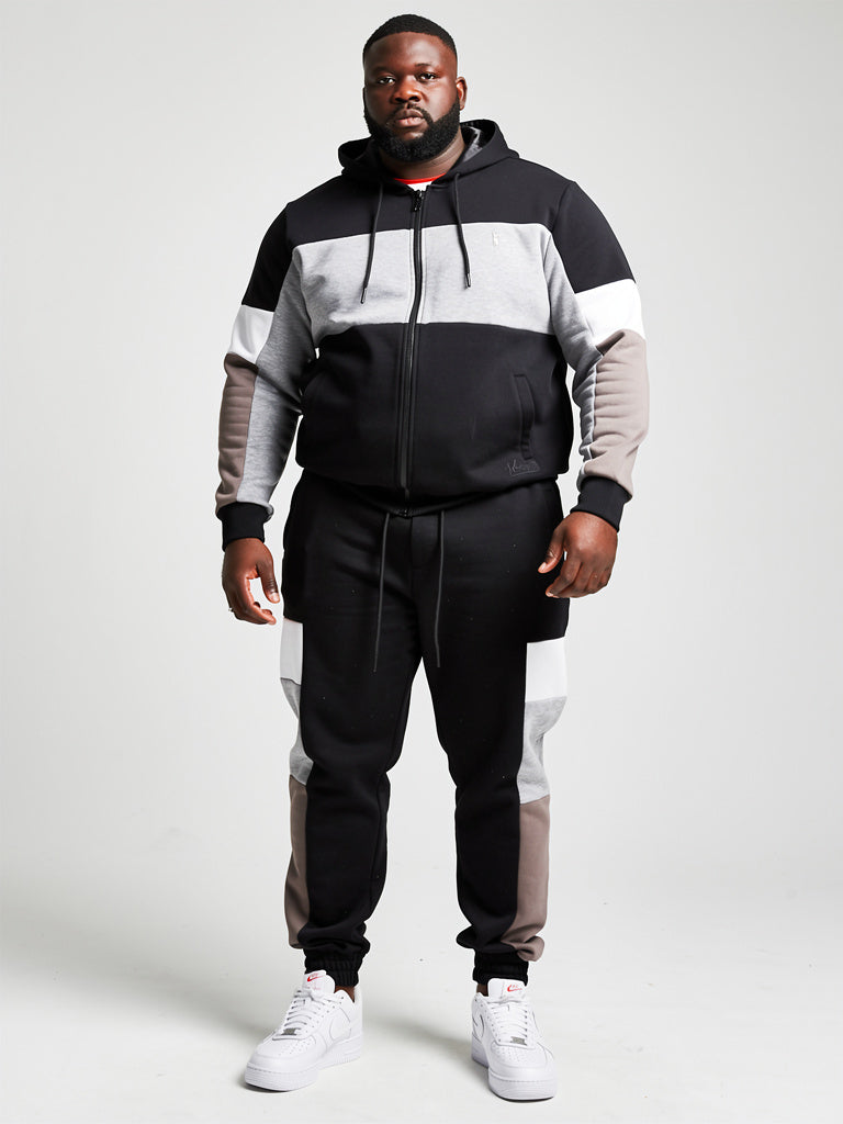 M2323 Paolo Fleece Jacquard Hoodie Track Set - Black