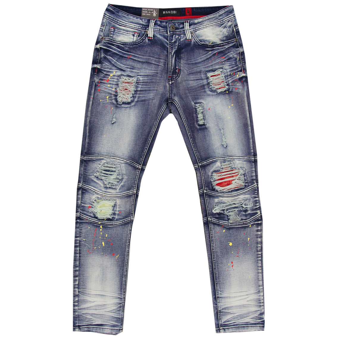 M1771 Makobi Petani Shredded Jeans With Bleach Spots - Dirt Wash ...