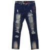 M1783 Makobi Cape Biker Jeans with Paint Splash - Dark Wash