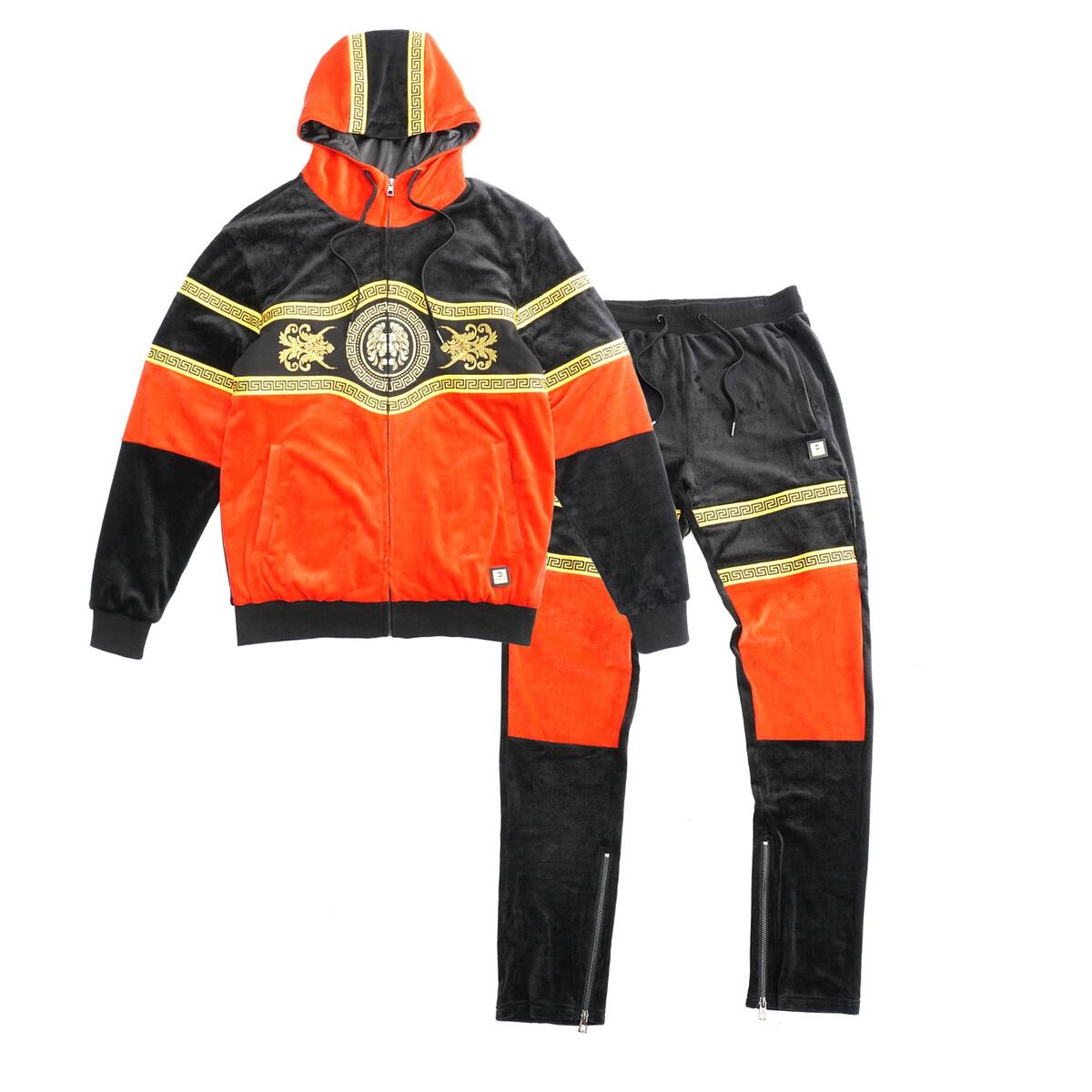 Makobi M4600 Greek Velour Set in Black/Red