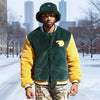 F1010 Marc Rabbit Fur Varsity Jacket - Green