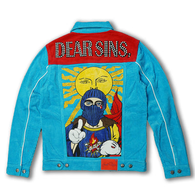 F1045 Frost Dear Sins Cord Jacket - Blue