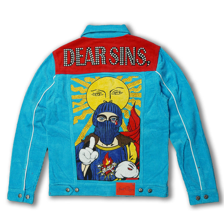 F1045 Frost Dear Sins Cord Jacket - Blue – Makobi Jeans USA