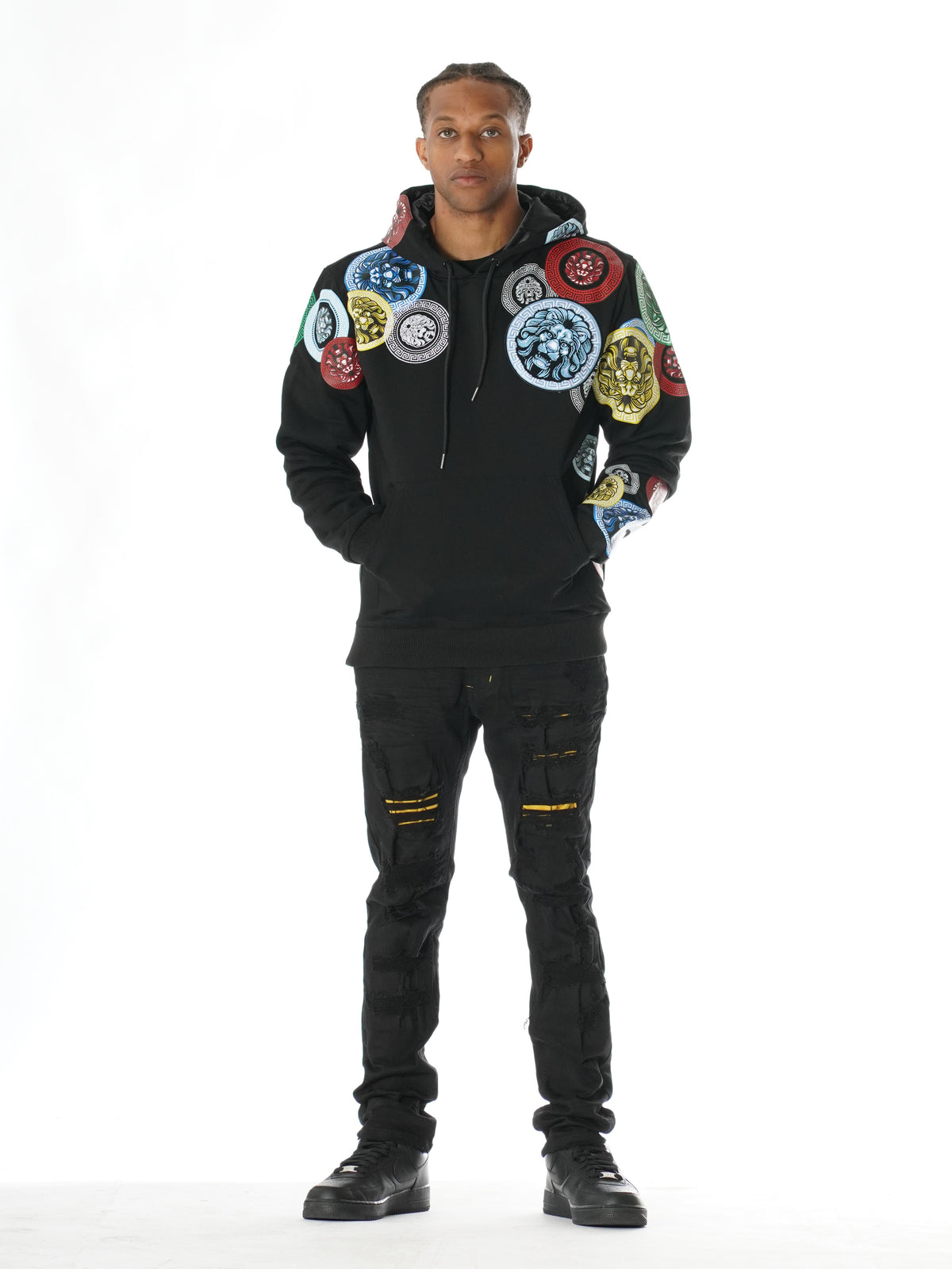 Makobi M4660 Aryeh Fleece Hoodie in Black, view 3