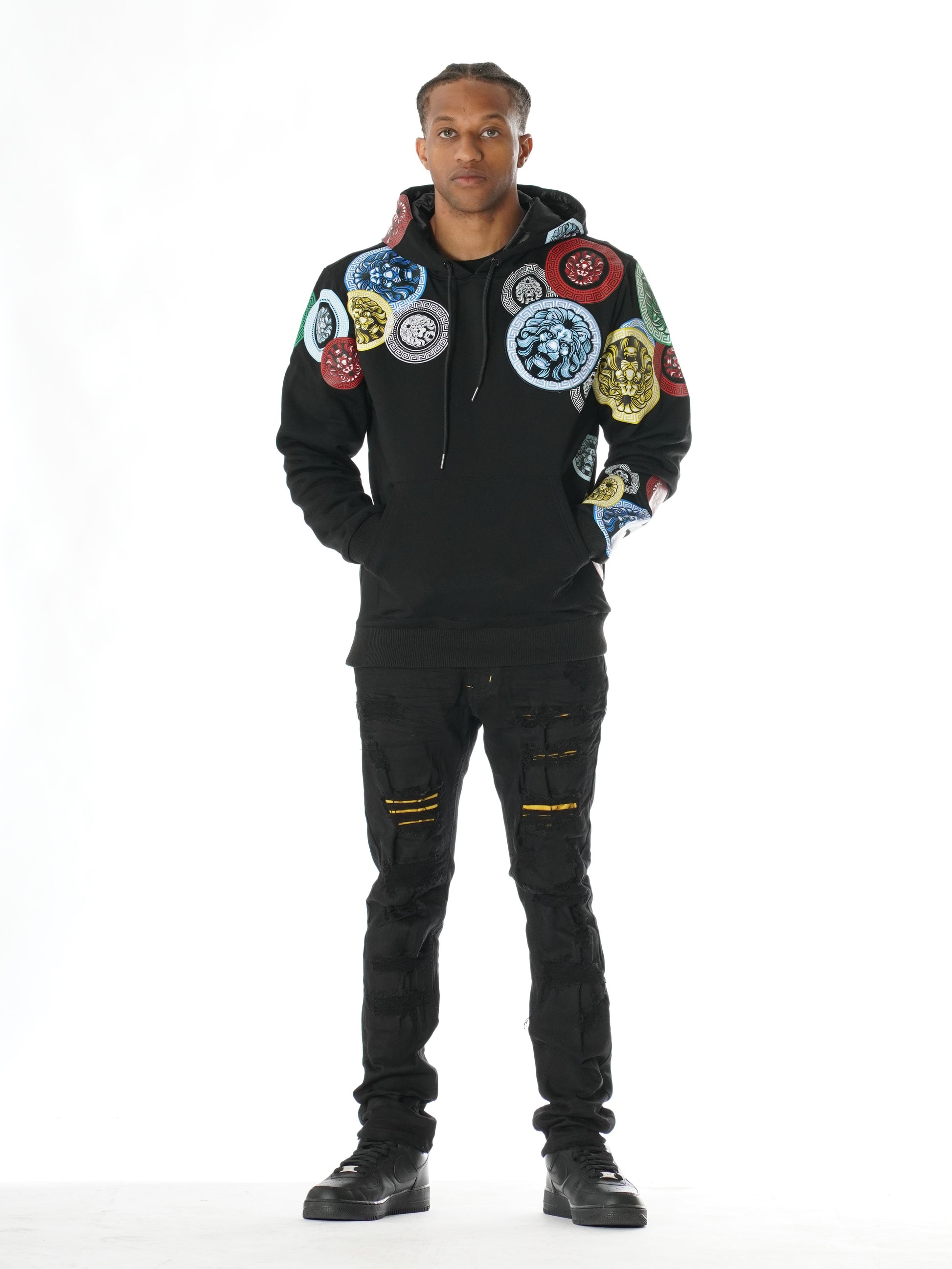Makobi M4660 Aryeh Fleece Hoodie in Black, view 3