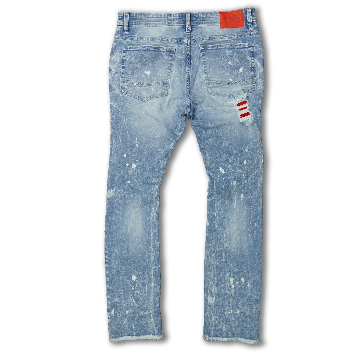 F1745 Shredded jeans w/ Cord Layer - Light wash