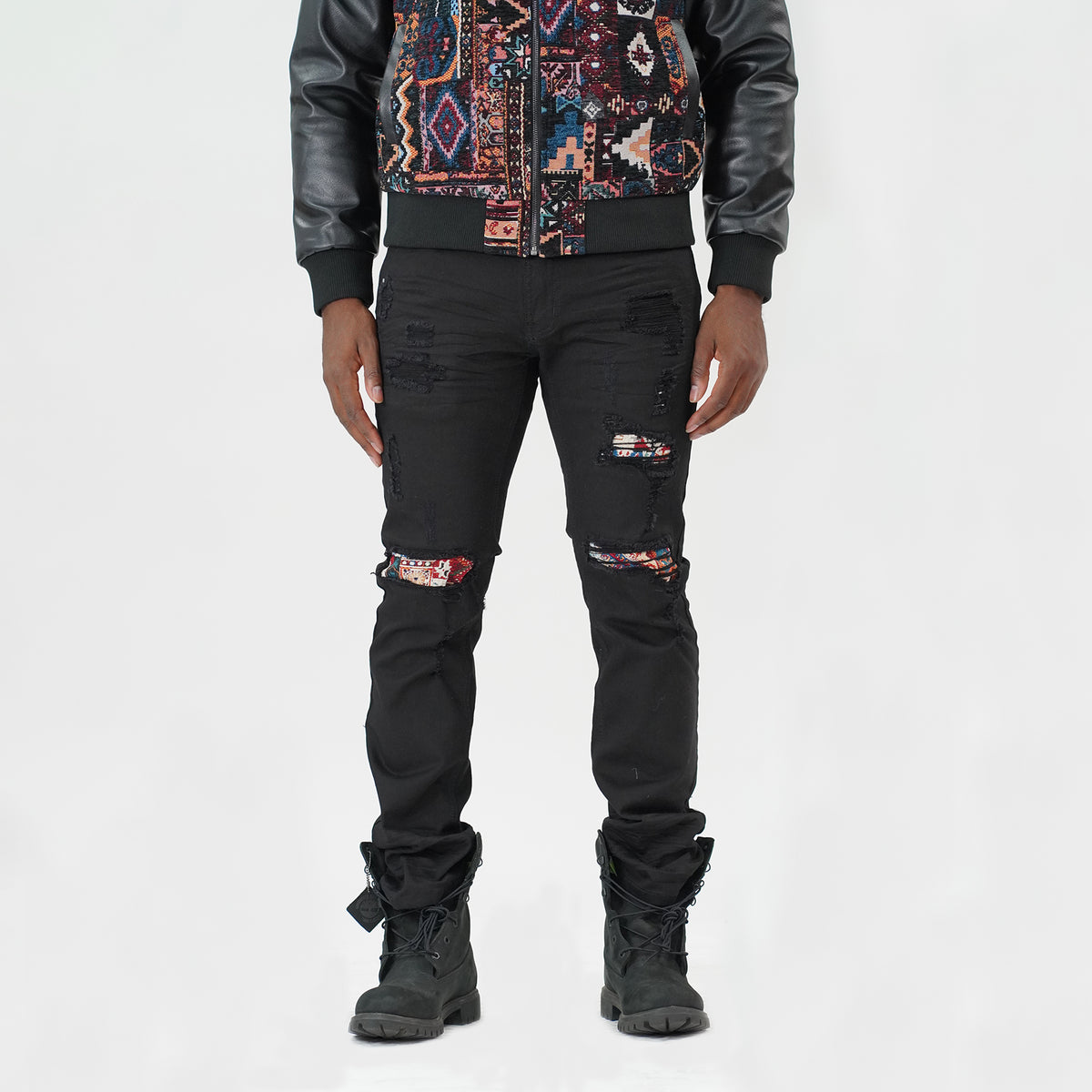Makobi M1949 Gianni Jeans w/ Tapestry Underlay in Black, view 2
