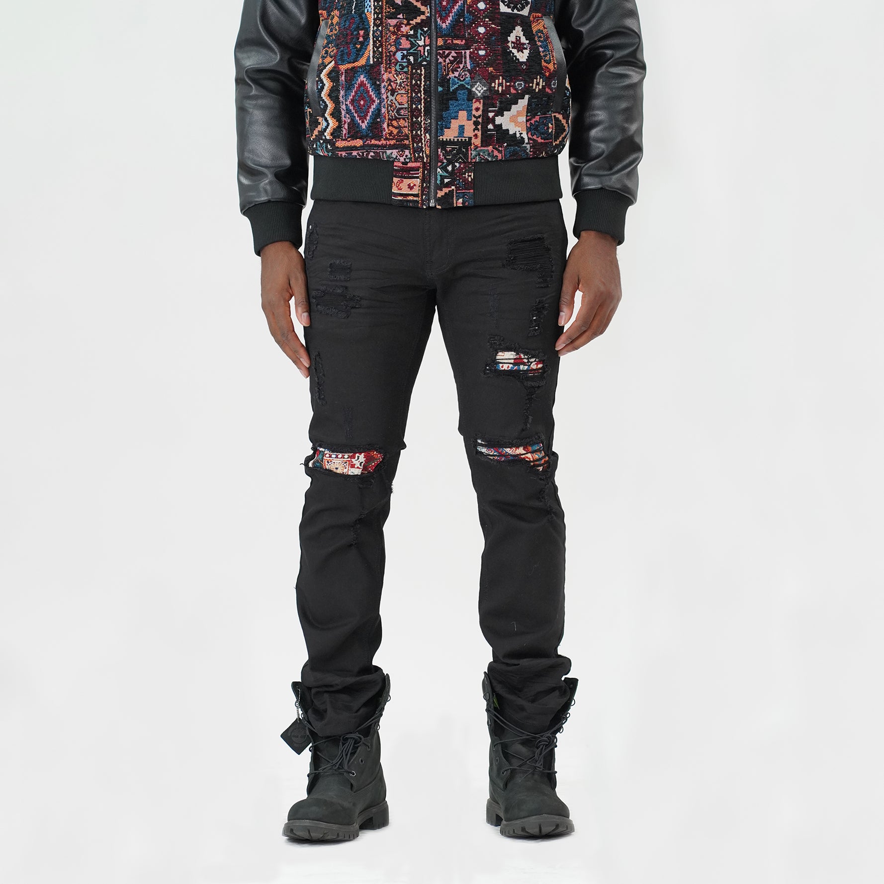 Makobi M1949 Gianni Jeans w/ Tapestry Underlay in Black, view 2