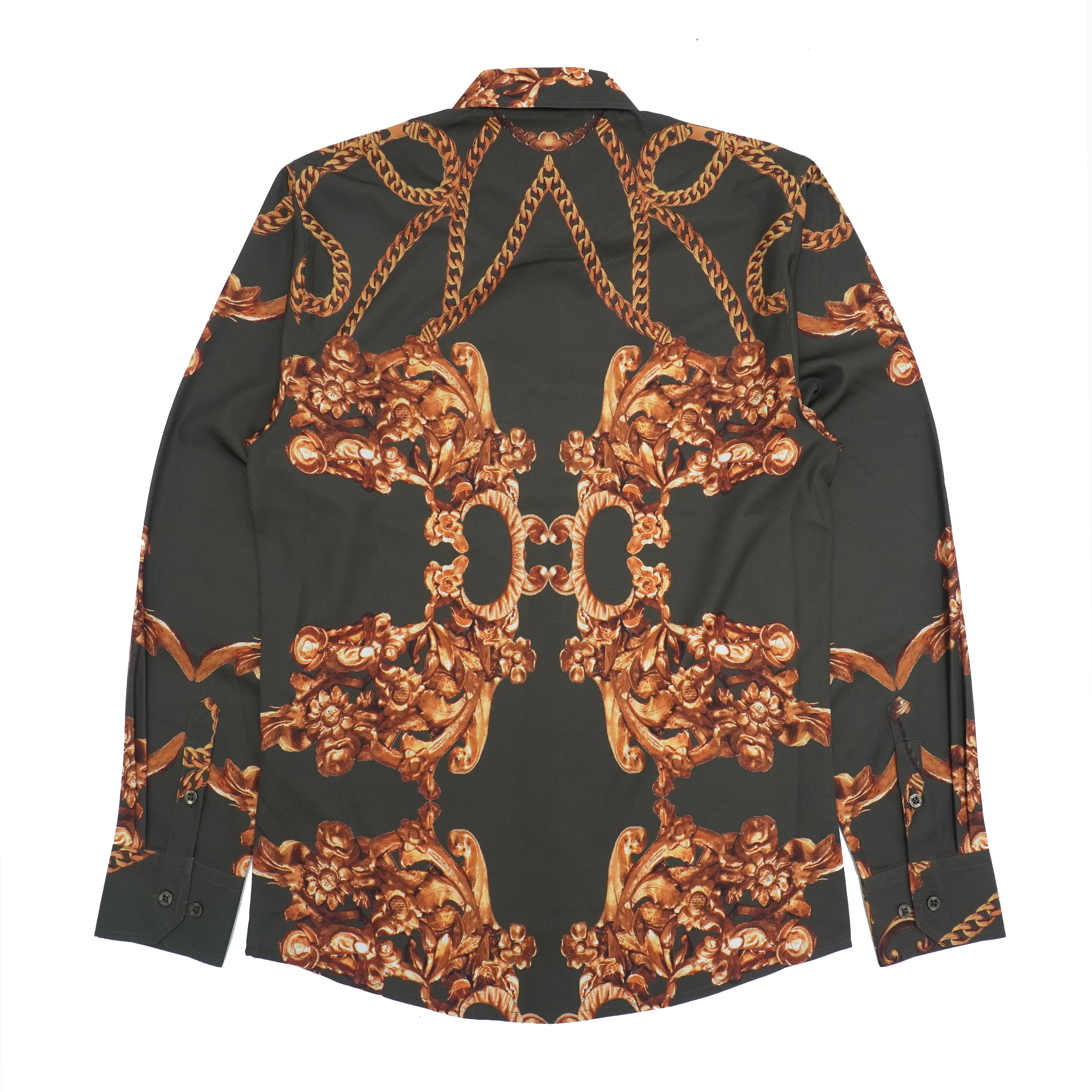 Makobi M1828 Accardo Printed Shirt in Olive, view 3