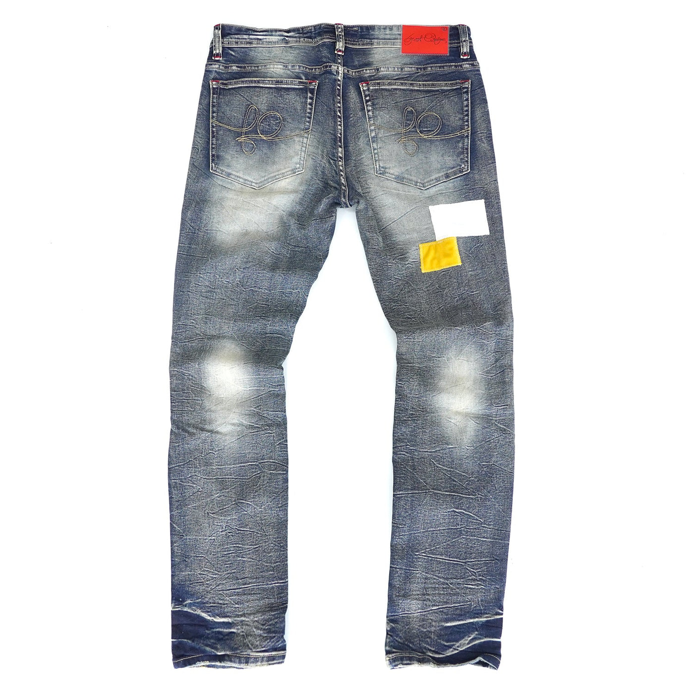F1715 Frost Patchwork Denim Shredded Jeans  - Dirt