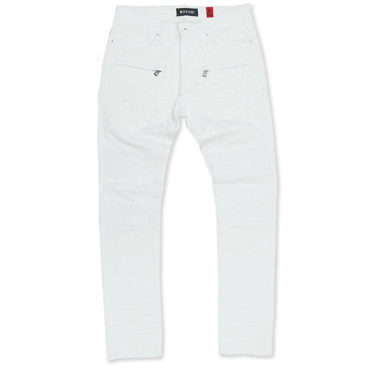 شلوار جین پارچه ای تکه تکه شده M1960 - سفید