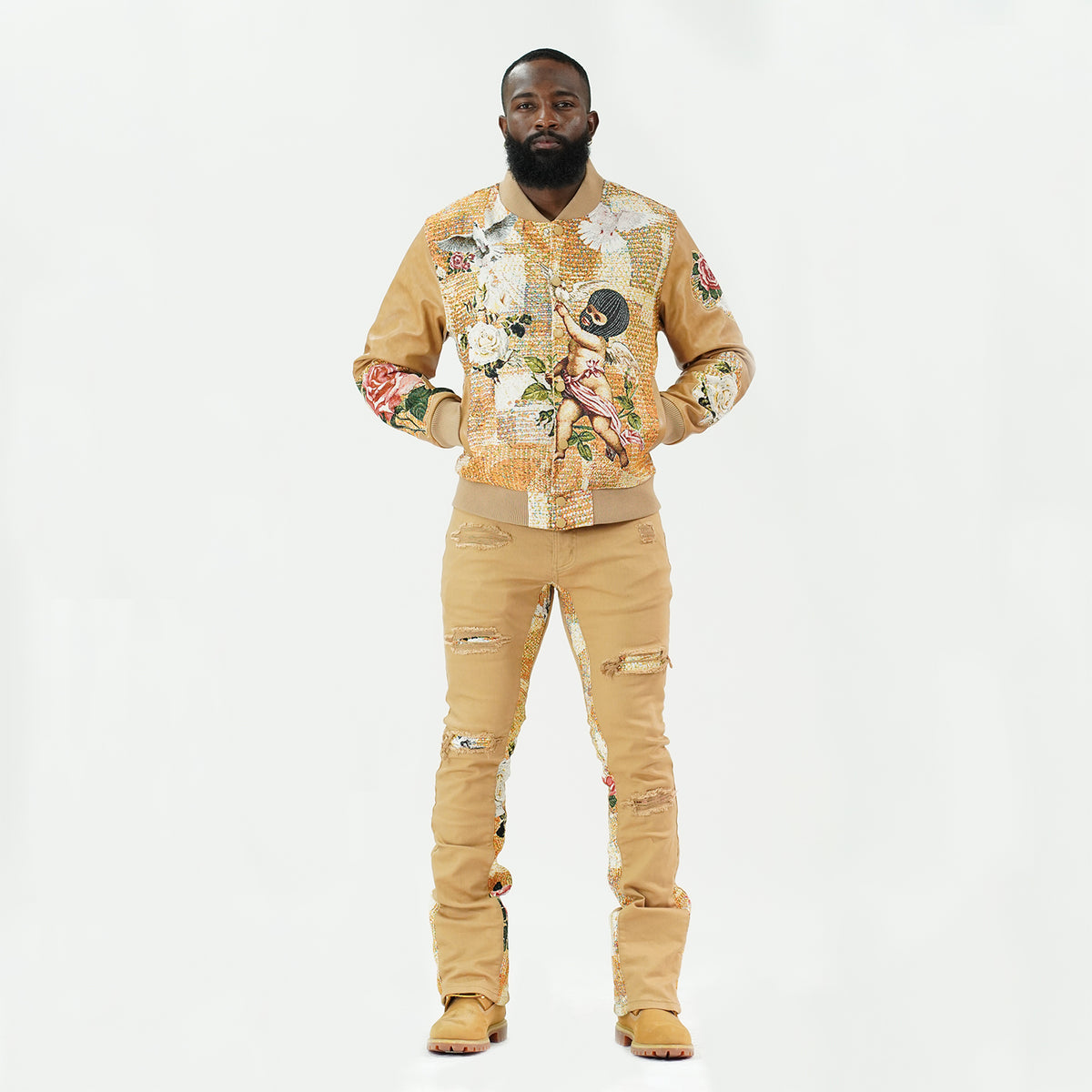 F1915 Angel Tapestry Jeans - Khaki