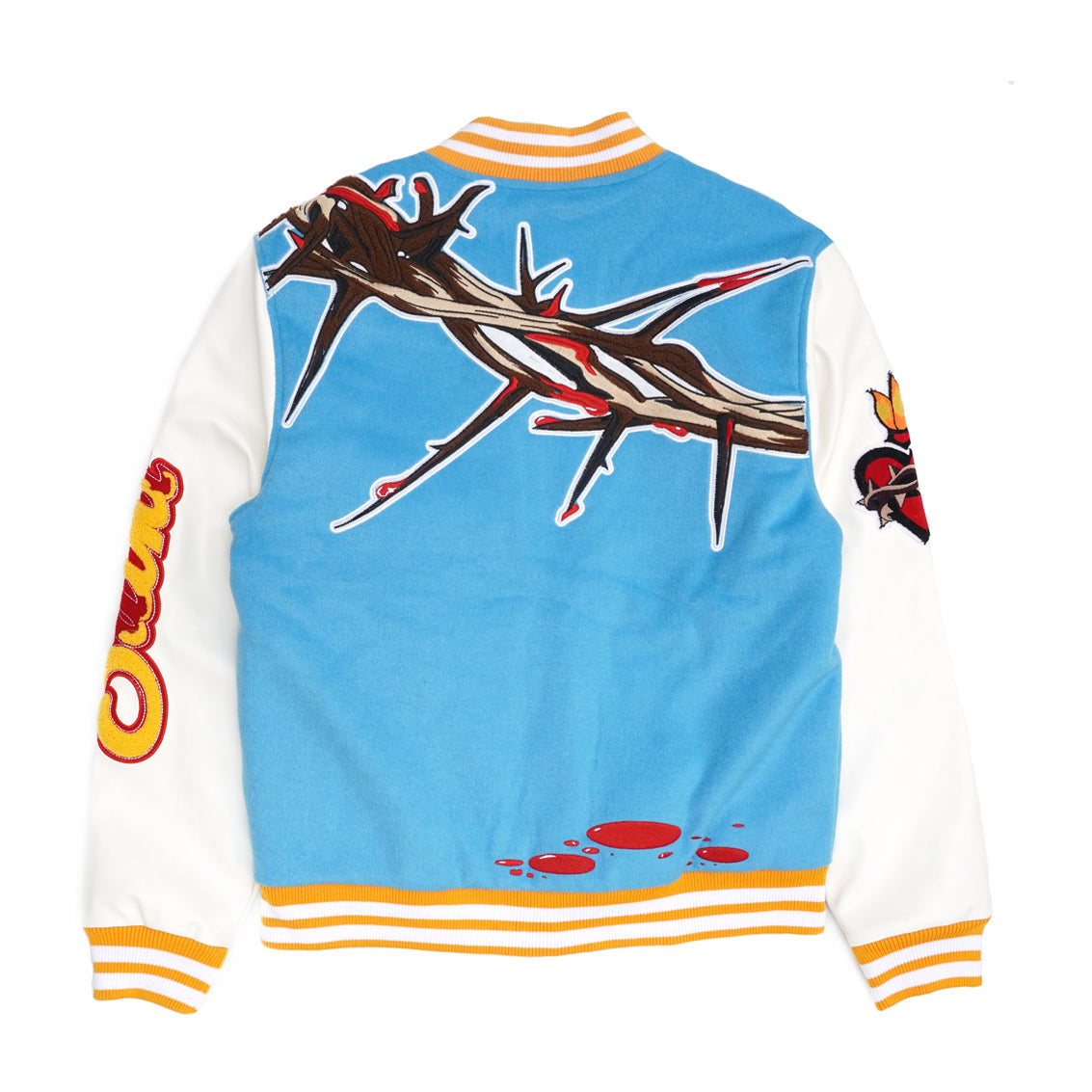 Makobi F1021 "SAINTS" Wool Varsity Jacket in Blue, view 2