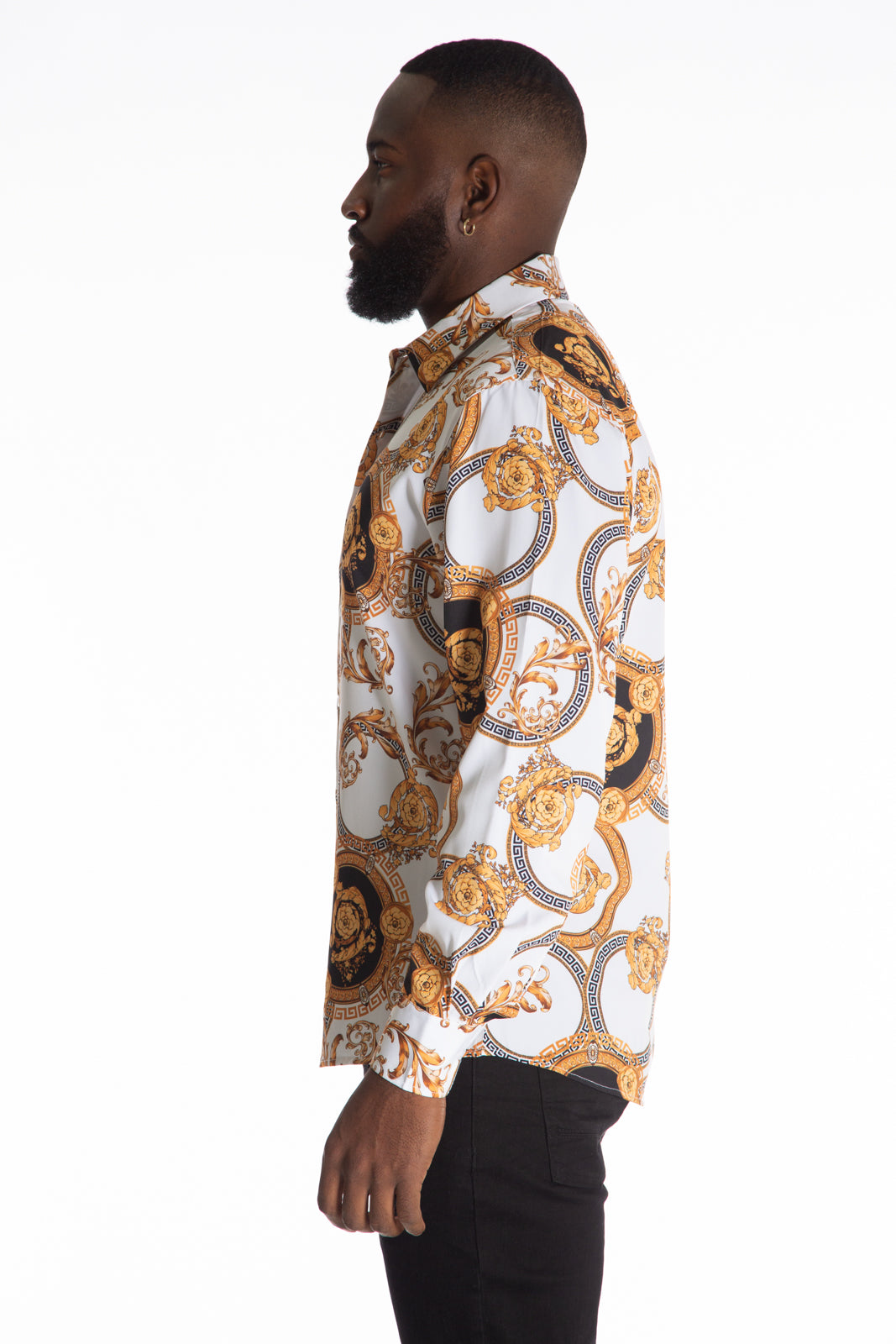 Makobi M1825 Anastasia Printed Shirt in White, view 2