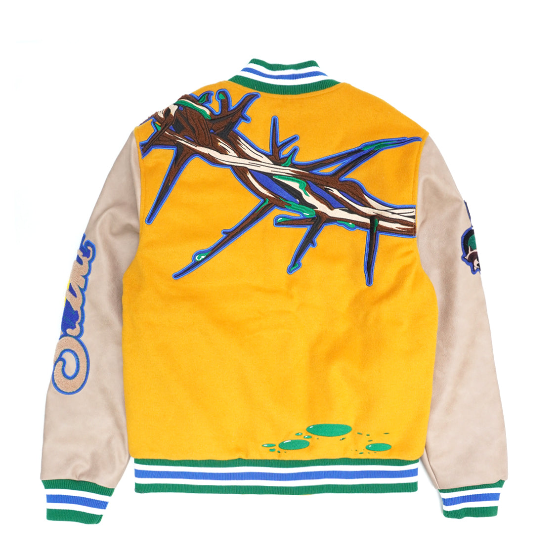 Makobi F1021 "SAINTS" Wool Varsity Jacket in Wheat, view 4