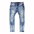 Makobi F1778 Frost Shredded Jeans w/ paint in Light Wash