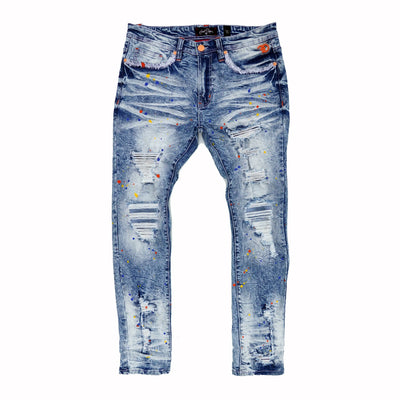 F1778 Frost Shredded Jeans w/ kun - Light Wẹ