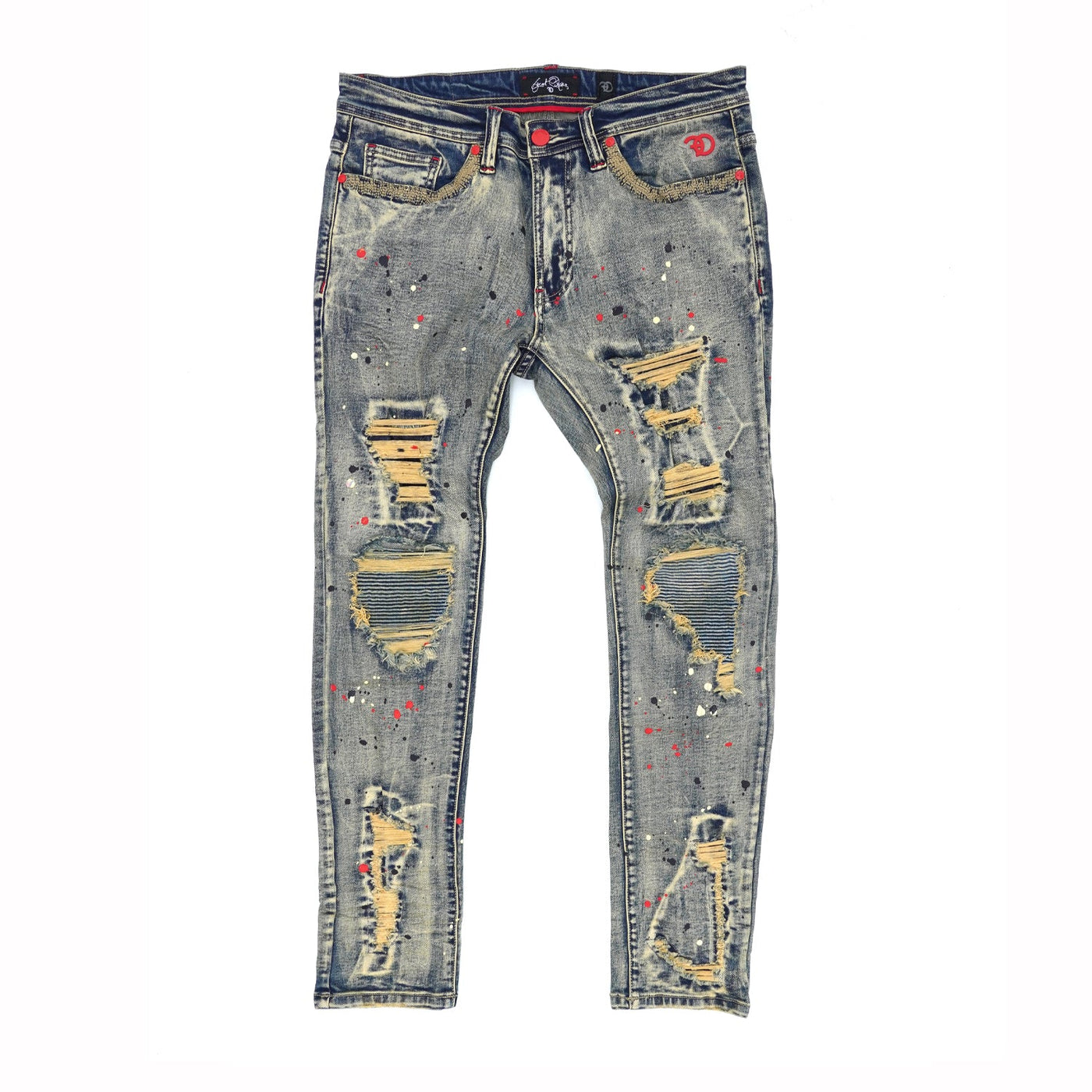 F1778 Frost Shredded Jeans w/ paint - Vintage