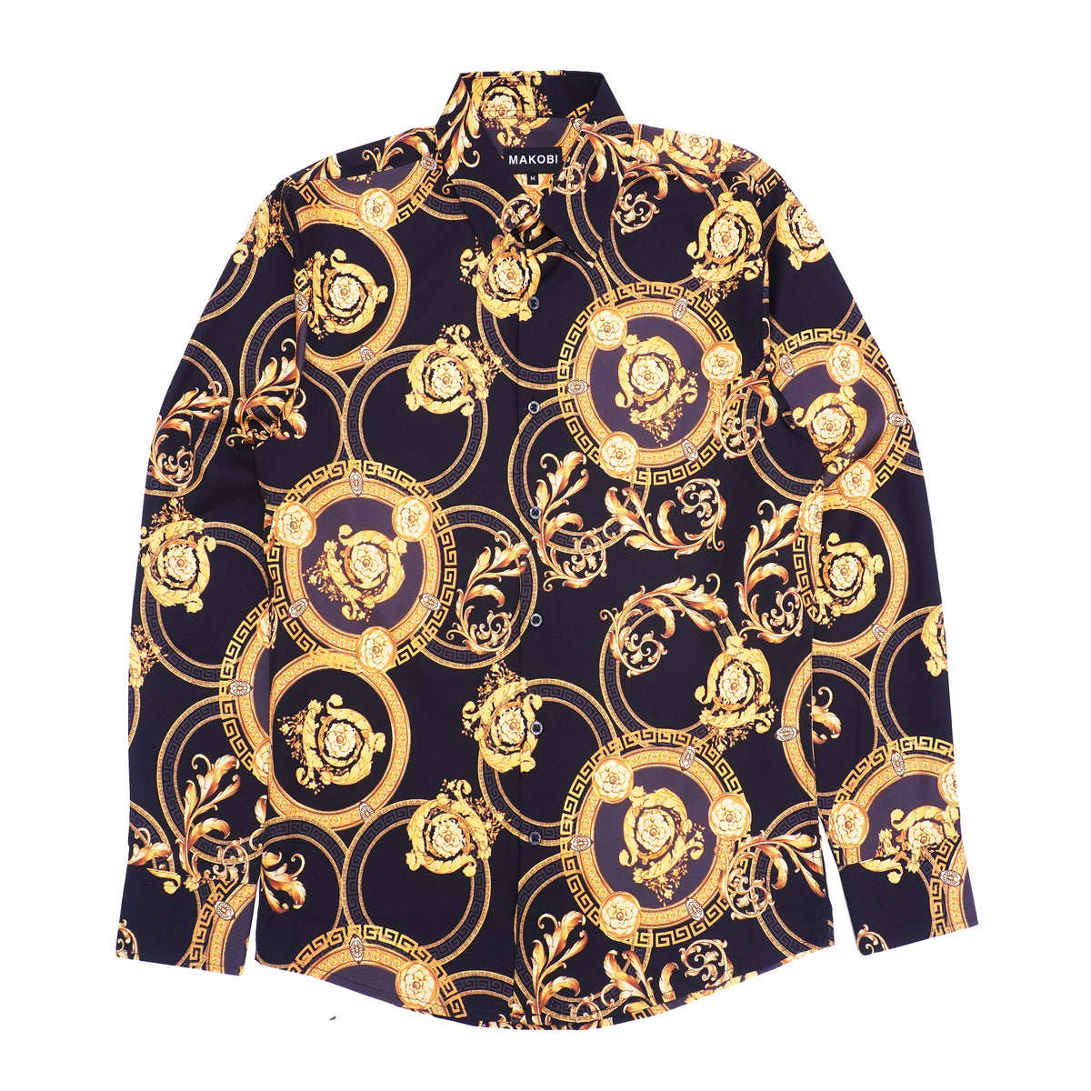 Makobi M1825 Anastasia Printed Shirt in Black