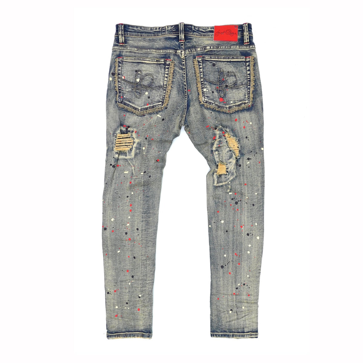 Makobi F1778 Frost Shredded Jeans w/ paint in Vintage, view 2