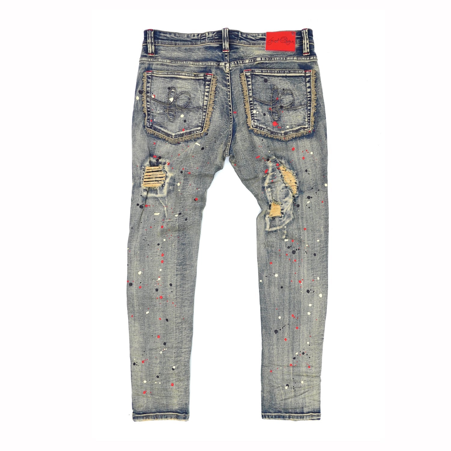 Makobi F1778 Frost Shredded Jeans w/ paint in Vintage, view 2