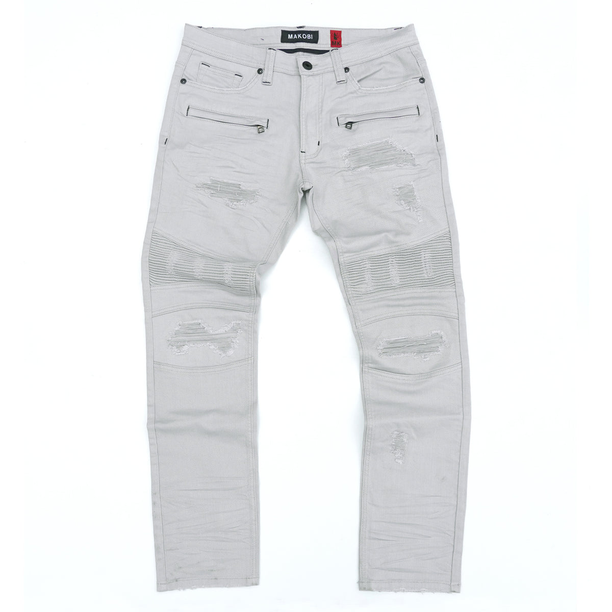 Makobi M1926 in Makobi Core Denim Biker Jeans - Light Gray