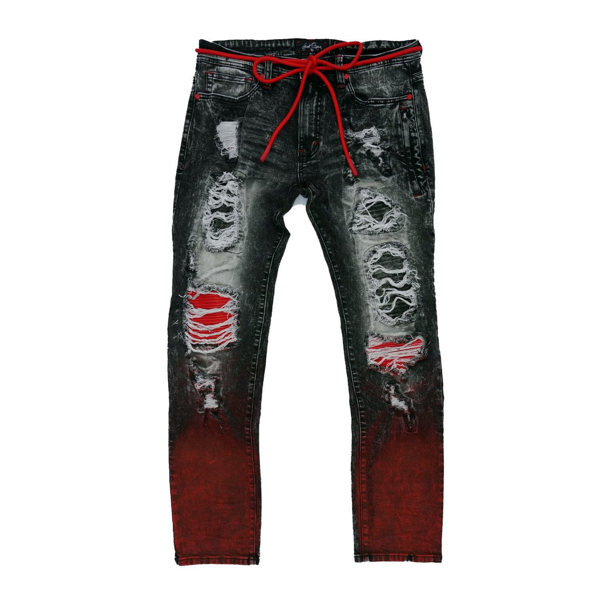 F1765 Frost Shredded Jeans - Black Wash