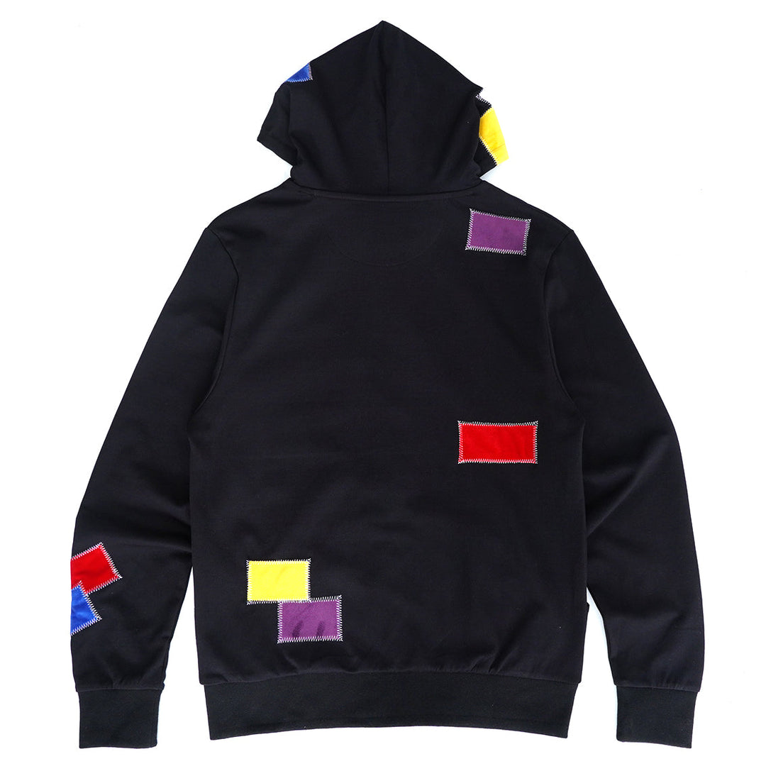 F5715 Frost Patchwork Zip Up Hoodie - مشکی