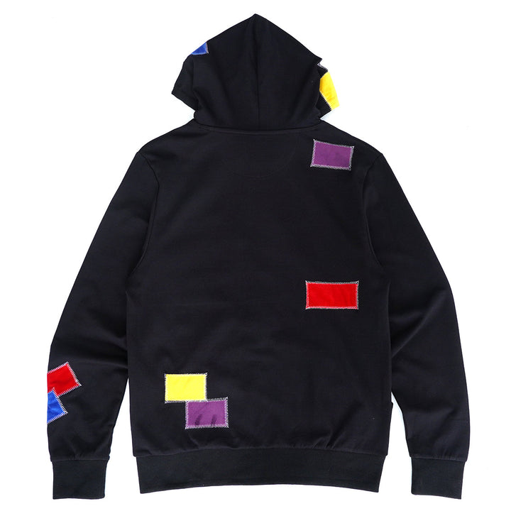 F5715 Frost Patchwork Zip Up Hoodie - مشکی