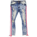 Makobi F1782 Shredded Jeans w/ Drawstring Side Tape in Dirt Wash