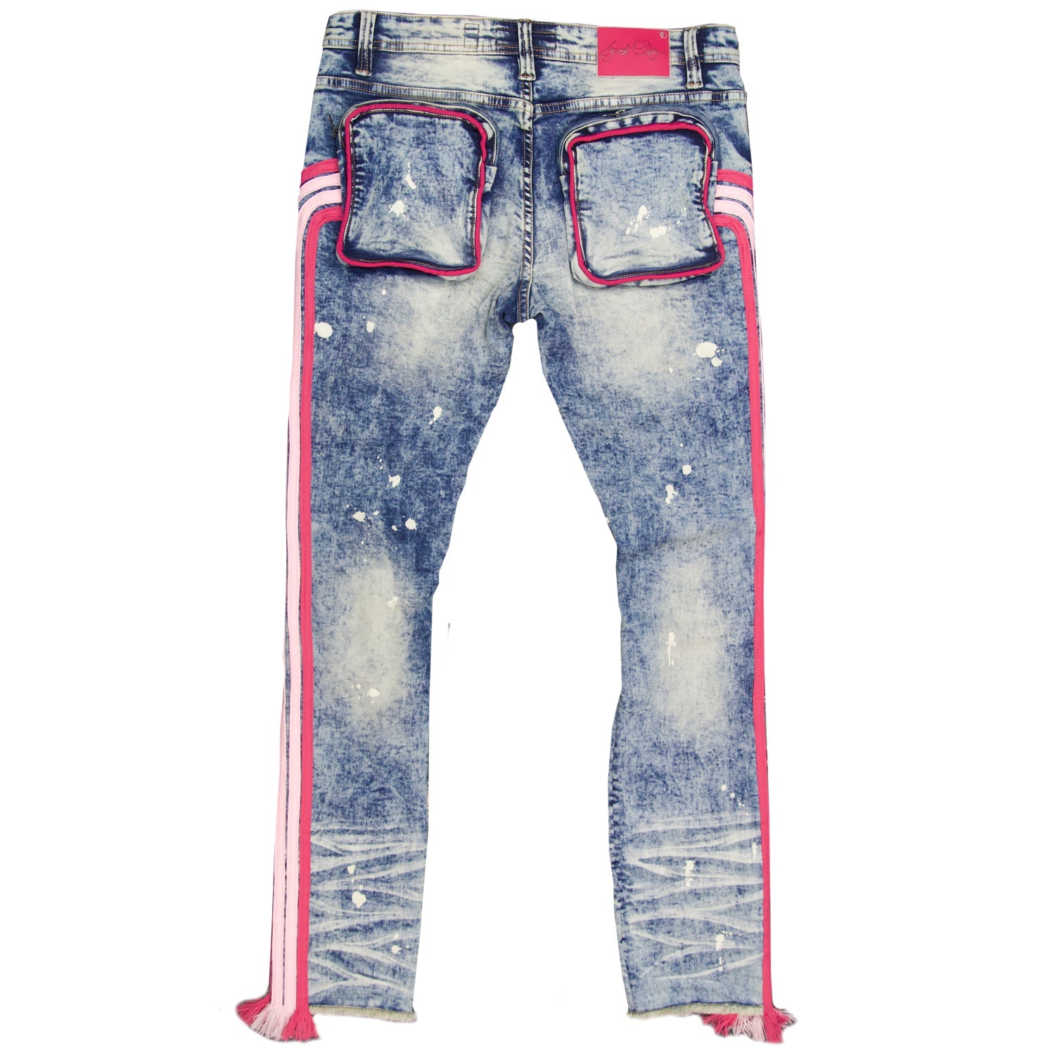 Makobi F1782 Shredded Jeans w/ Drawstring Side Tape in Dirt Wash, view 7