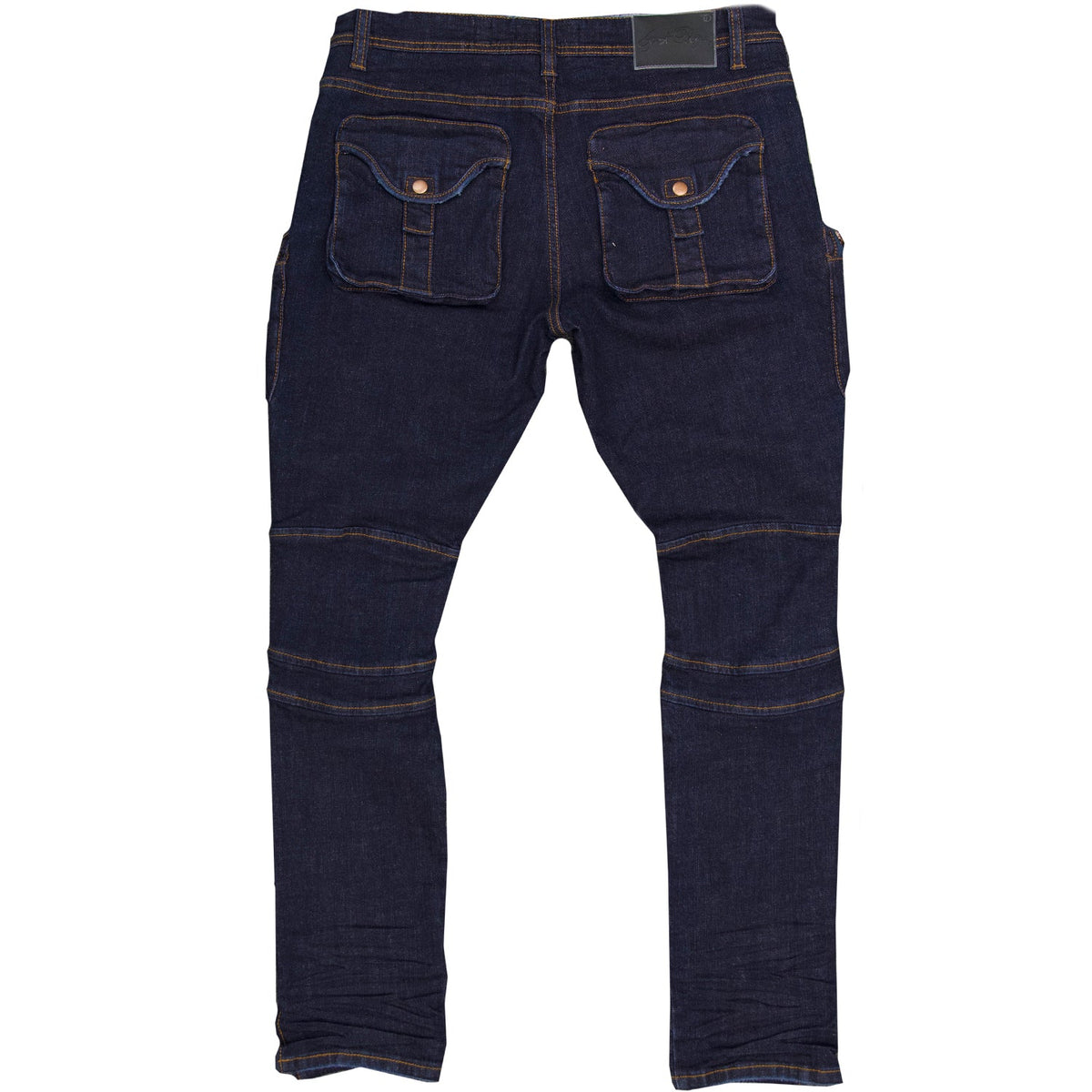 F1785 Denim Biker Jeans w/ Cargo Pockets - Indigo