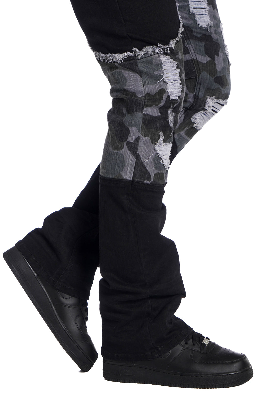 Makobi M1919 Costello Stack Jeans in Black, view 5
