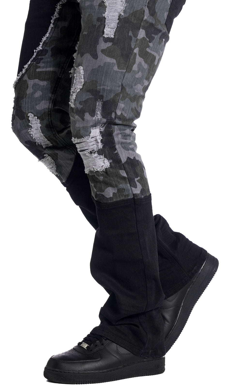 Makobi M1919 Costello Stack Jeans in Black, view 6