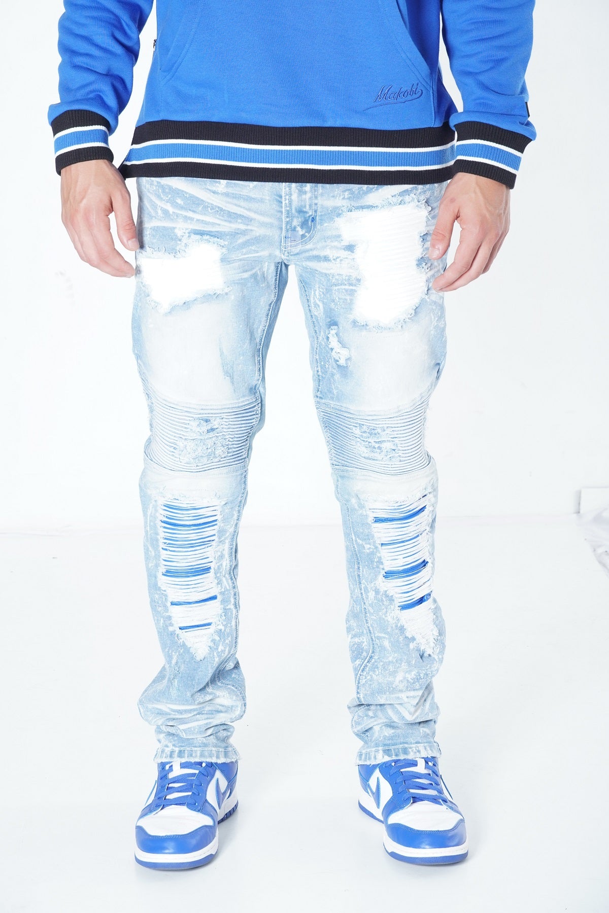 Makobi M1940 Naxos Biker Jeans in Light Wash, view 2