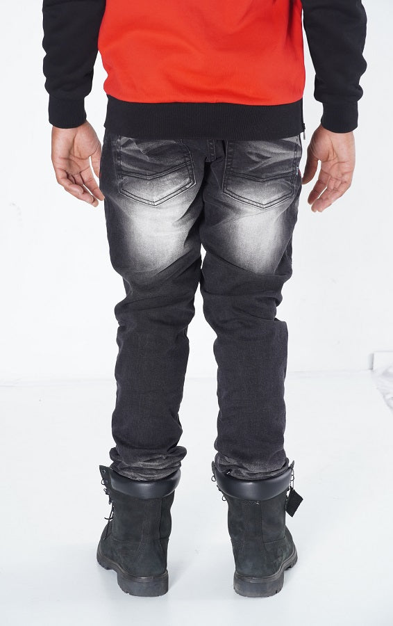 Makobi M1940 Naxos Biker Jeans- Black Wash/Red, view 3