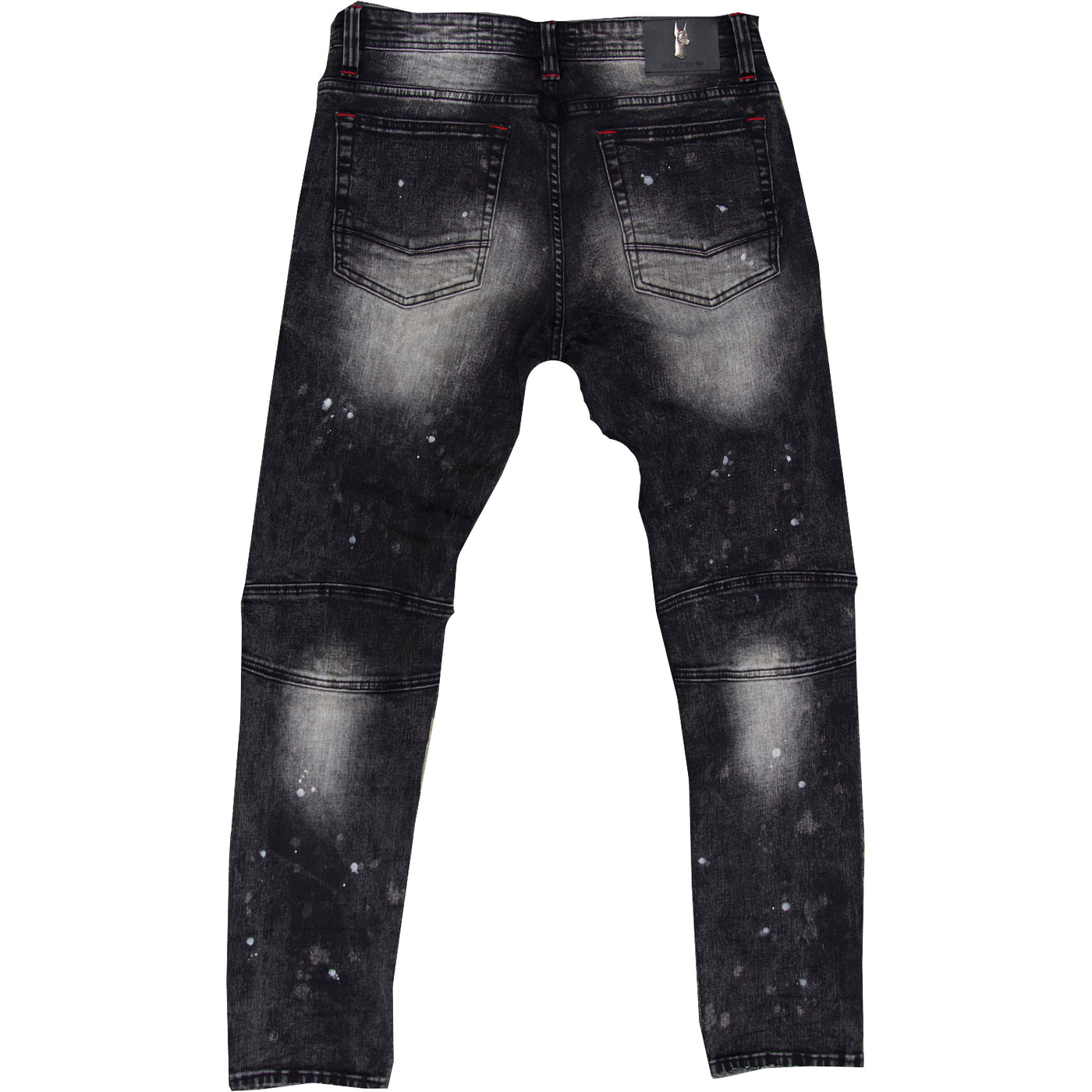 M1771 Makobi Petani Shredded Jeans With Bleach Spots - Black Wash