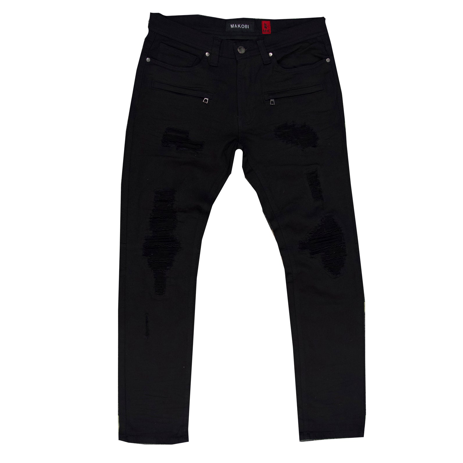M1771 Makobi Petani Shredded Jeans With Bleach Spots - Black/Black