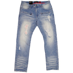 Makobi M1910 Makobi "Sanibel" Shredded Jean with Suede in Light Wash
