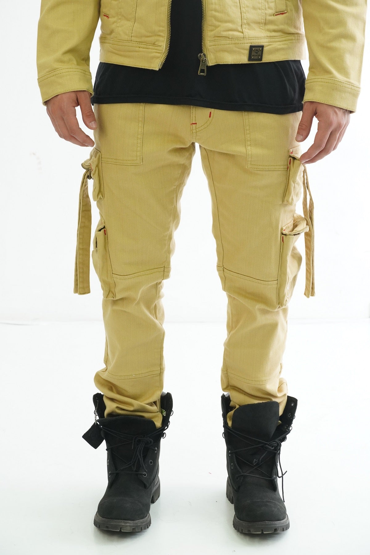 Makobi M1930 Aries Cargo Denim Jeans in Khaki