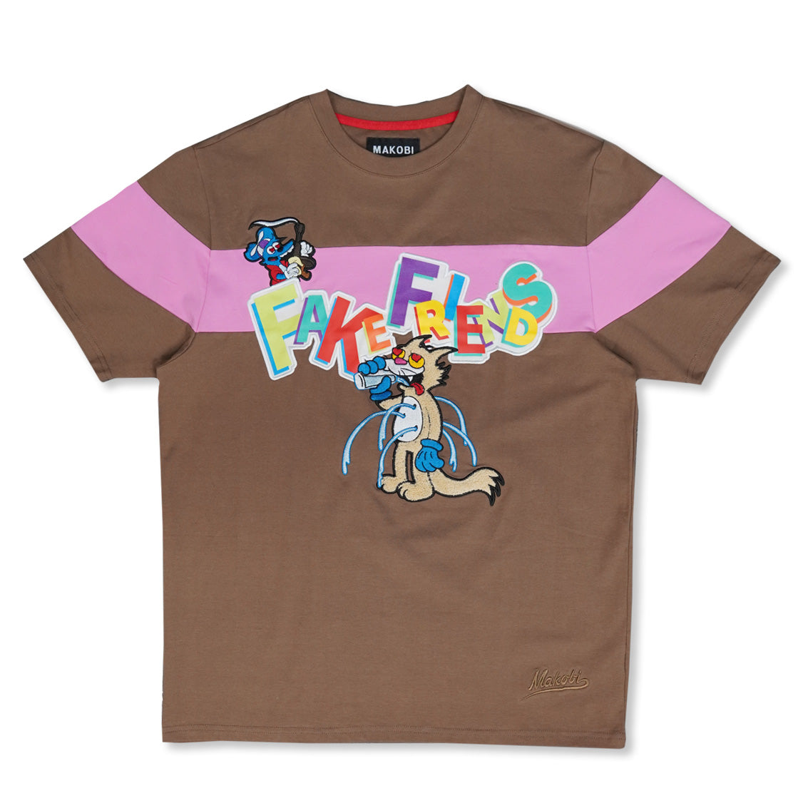 Makobi M323 Fake Friends Tee in Brown, view 2
