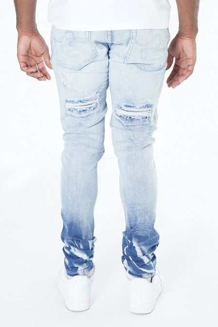 F1734 Frost All Over Shredded Jeans - Light wash