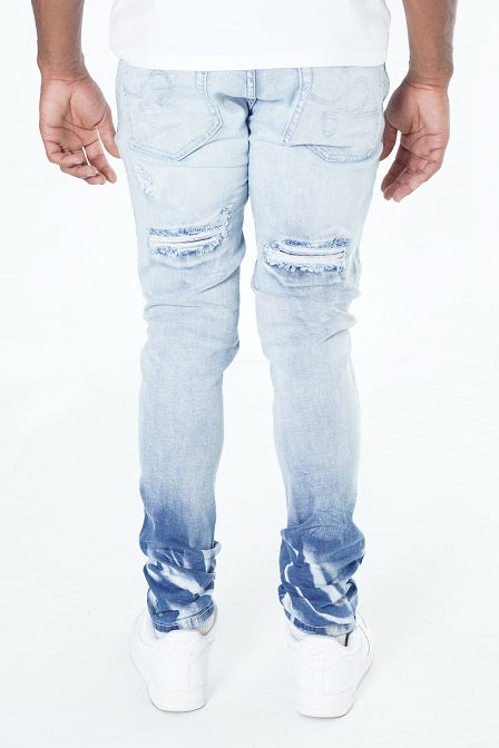 Makobi F1734 Frost All Over Shredded Jeans in Light wash, view 4