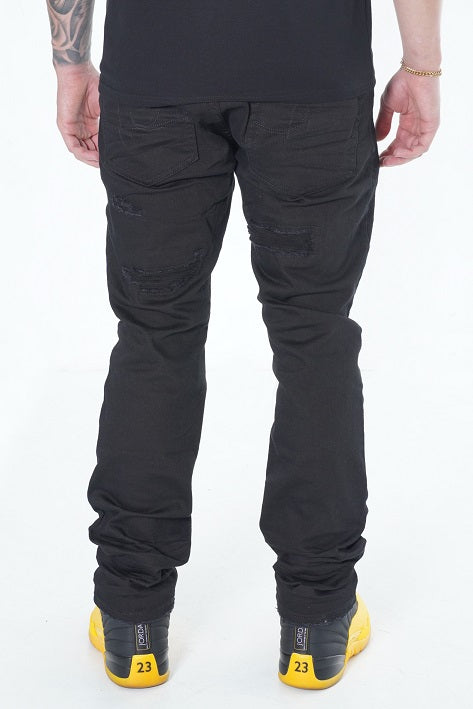 F1734 Frost All Over Shredded Jeans - Jet Black
