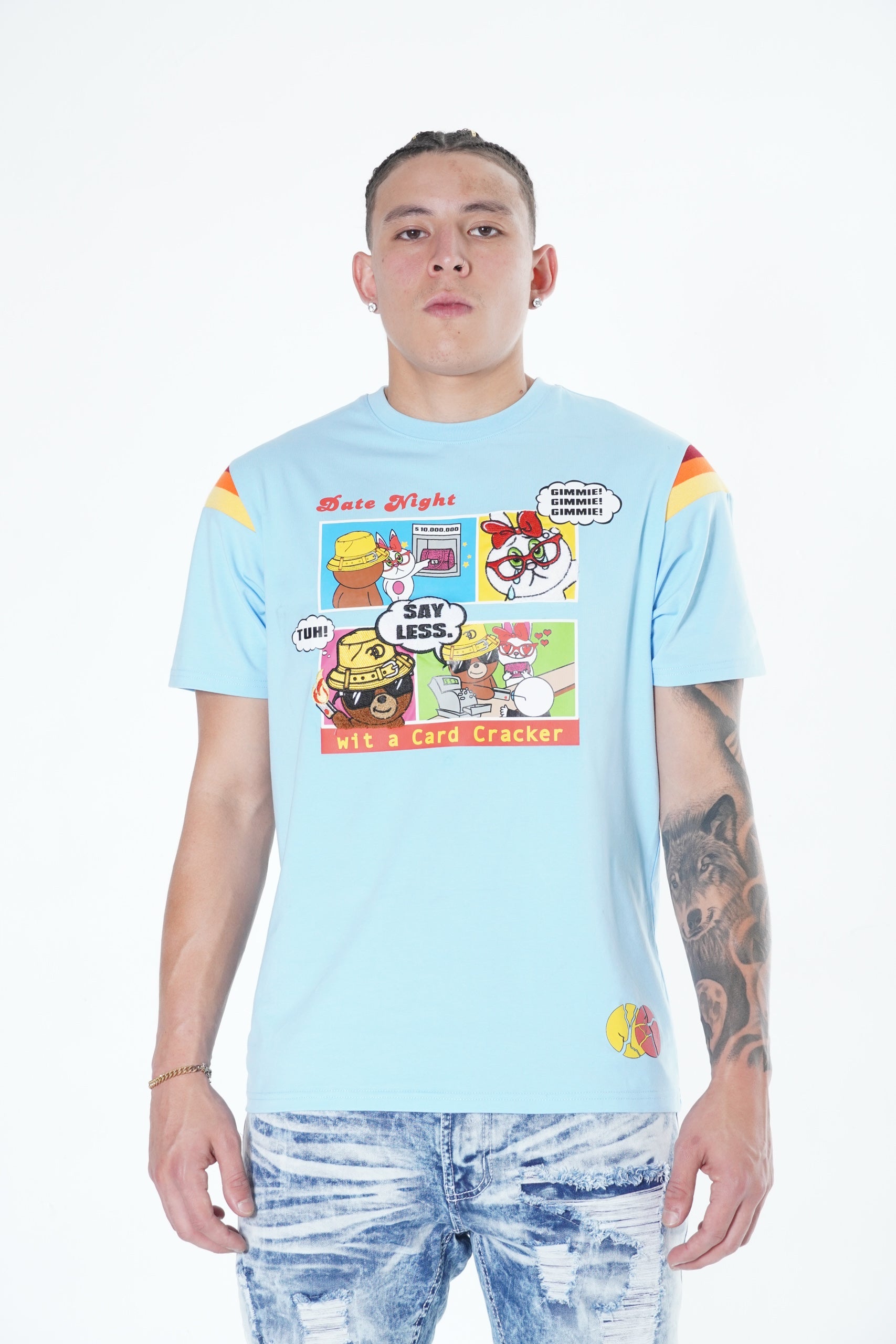 Makobi F177 Date Night Tee in Light Blue, view 3