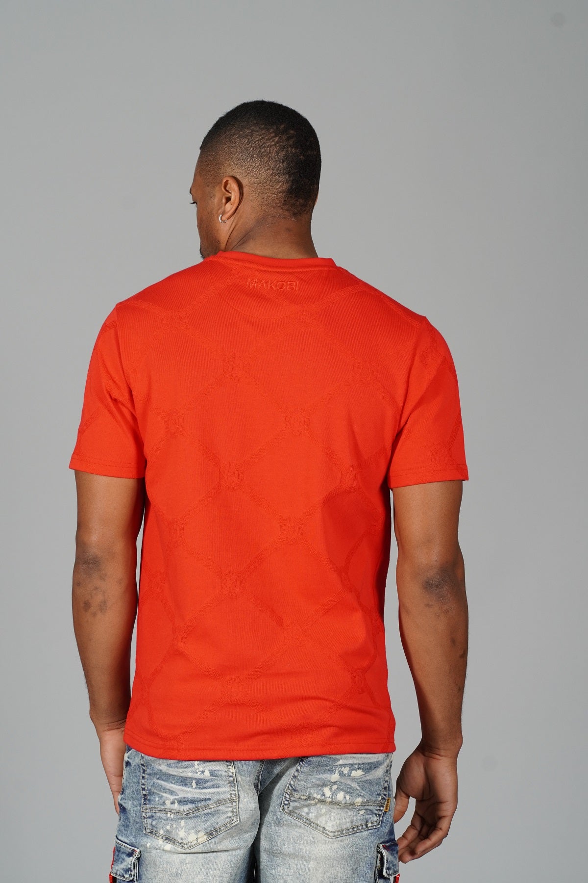 Makobi M298 Embossed Knit Tee in Red, view 4