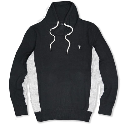 M5040 Shawl Collar Knit Sweater - Black/Gray